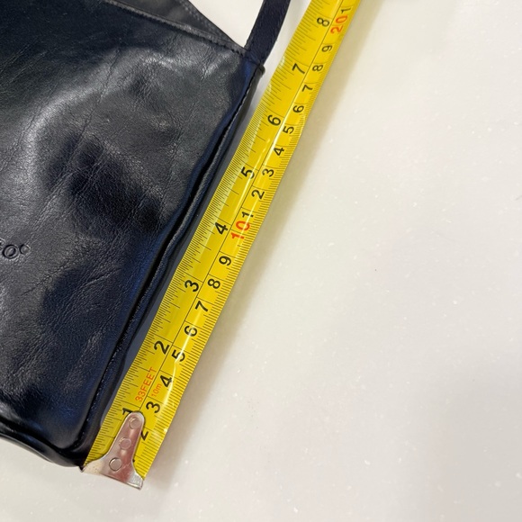 Lango Paris VTG Black Leather Asymmetrical Shoulder Bag EUC RARE - Picture 7 of 16